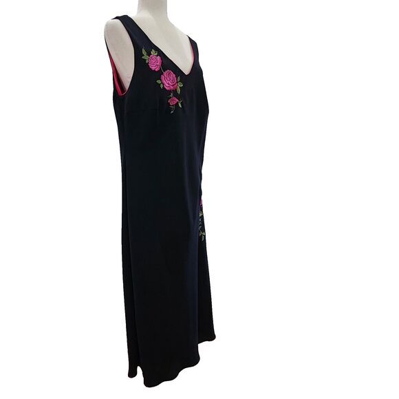 Vintage SL Fashions Black Dress Embroidery Pullover Sleeveless Sz18W Made in USA - Picture 5 of 14